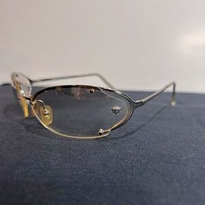 Vintage Versace Unisex N37 Sunglasses Silver Frames Gradient Clear Grey Lens Y2K